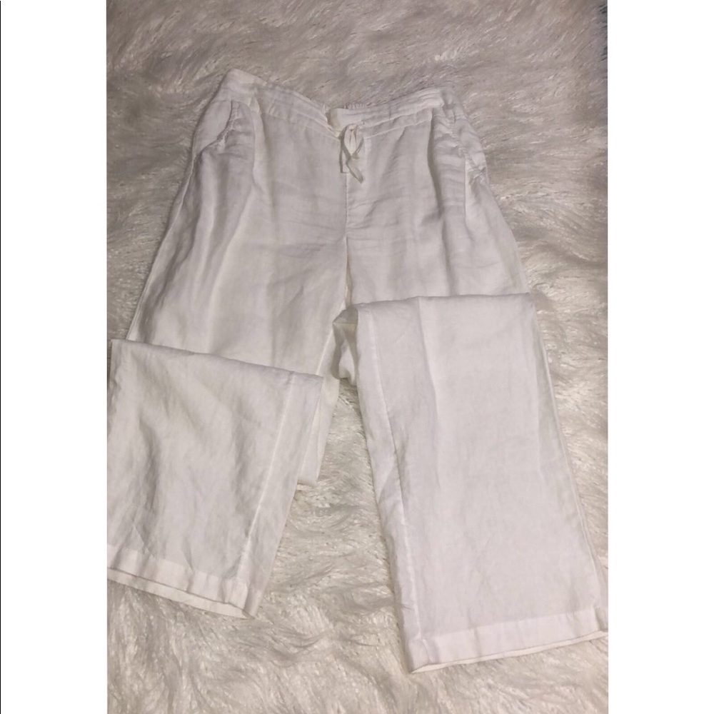 White linen pants